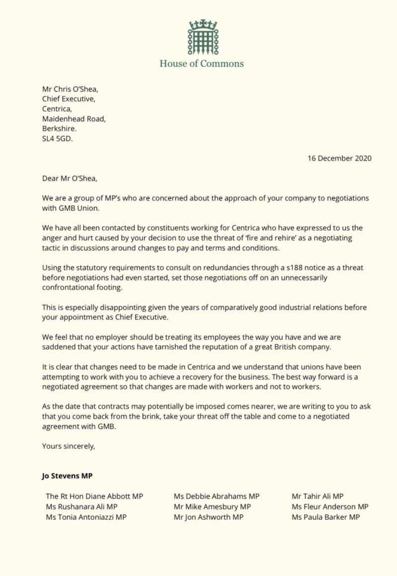 Letter to the CEO of British Gas.