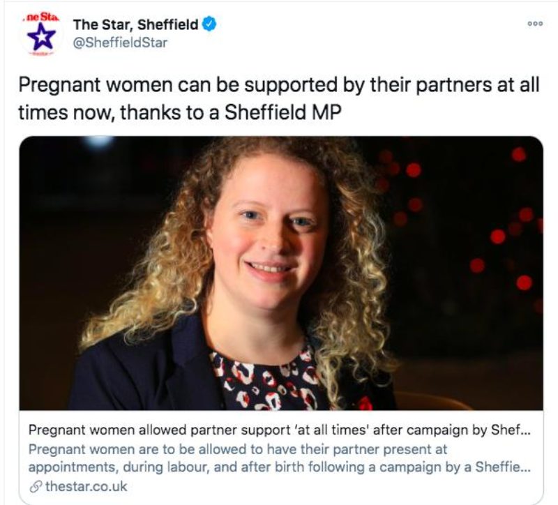 Star headline: Pregnant women can be supported by their partners...