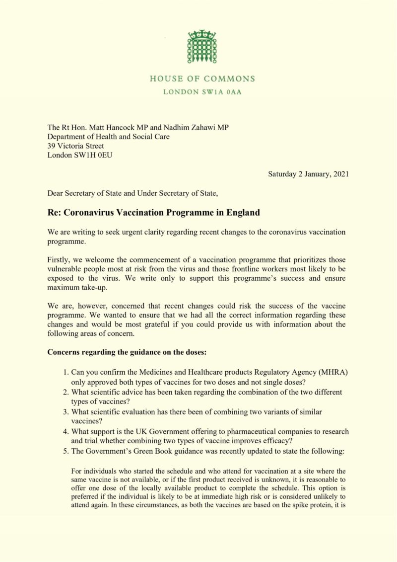 Vaccine letter page 1