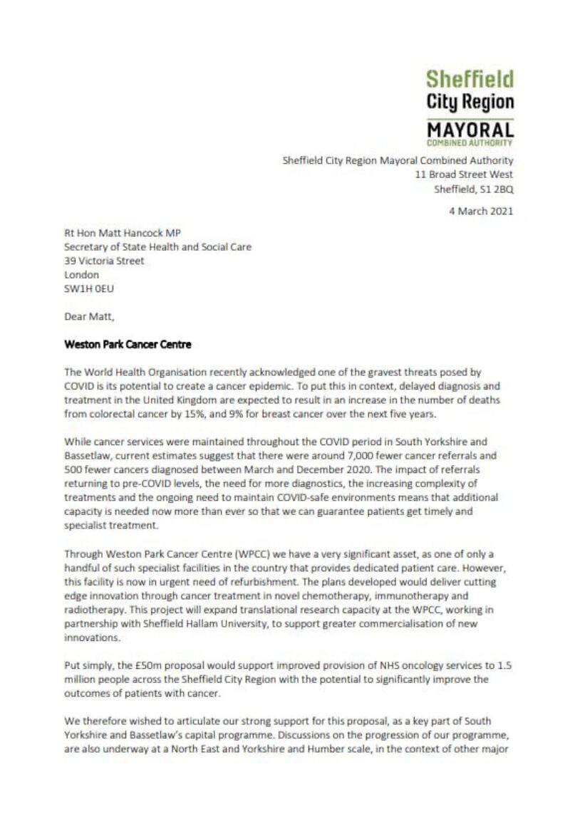 Olivia signs letter to the Health Secretary. 