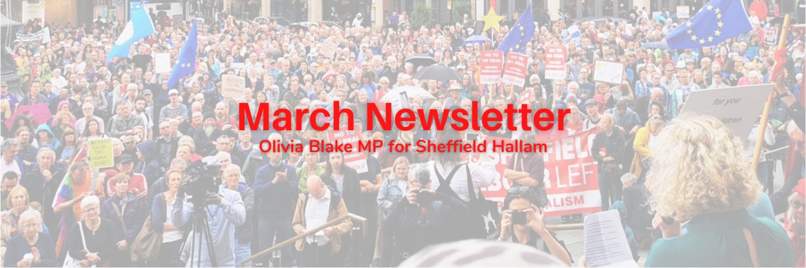Olivia speaking at a rally in Sheffield.
