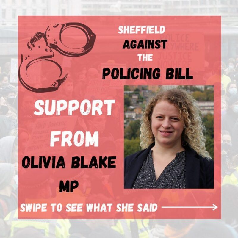 Olivia signs the Sheffield Against the Policing Bill open letter.