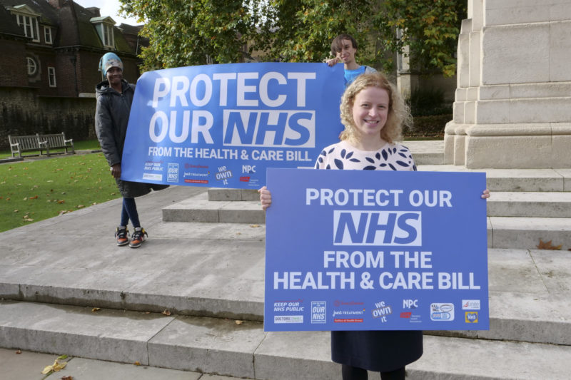 Olivia at a rally to protect our NHS.