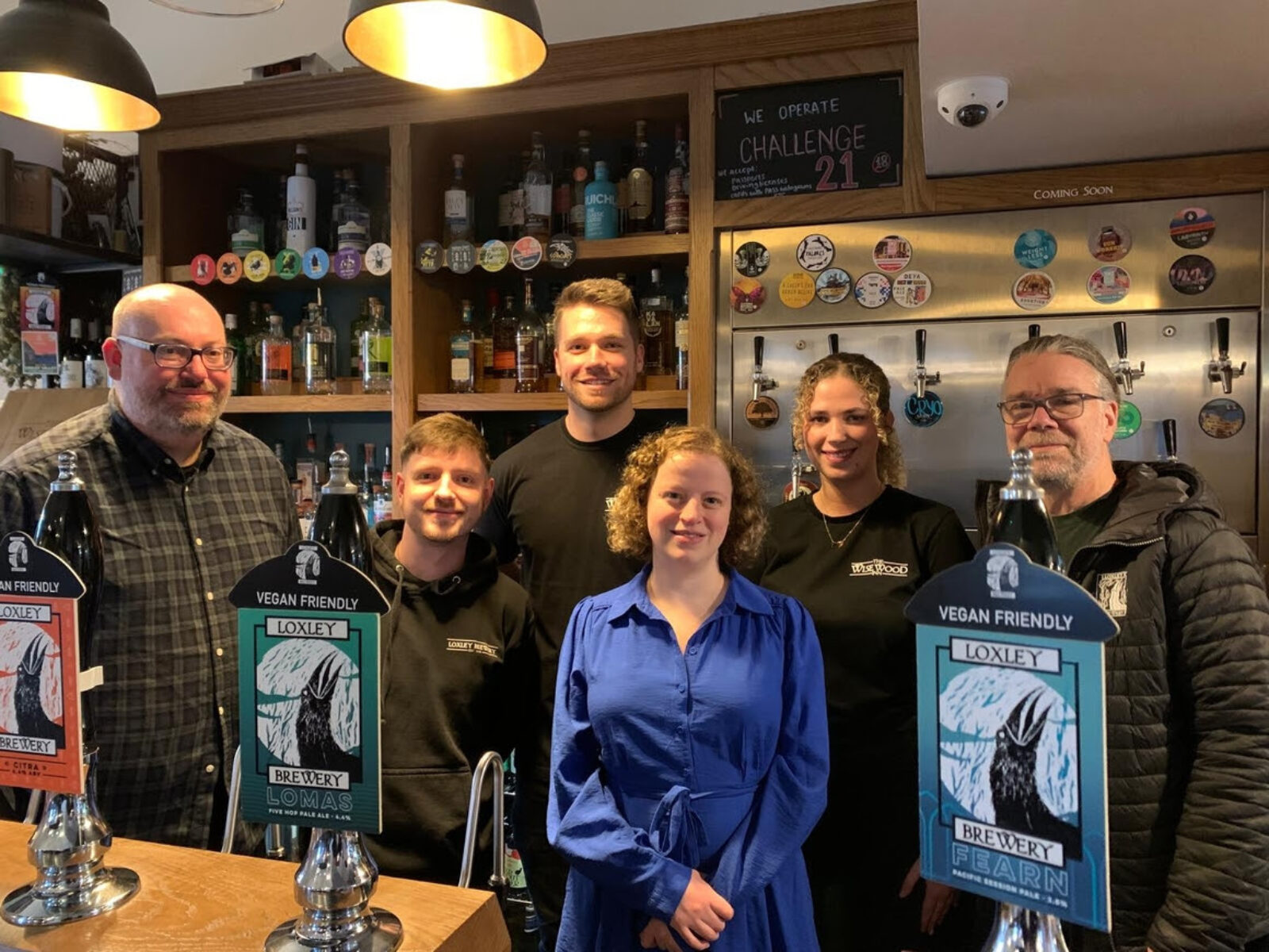 Olivia with the staff team at Loxley Brewery